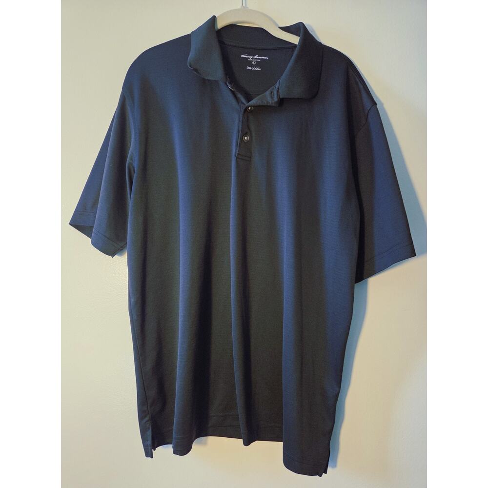 Tommy Armour Mens Dri-Logic Golf Solid Polo Shirt Black Sz L Utility Lightweight